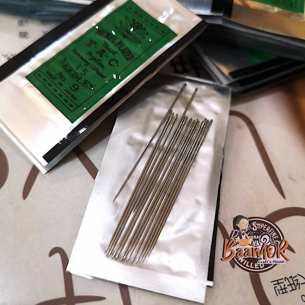 no-9-1ห่อ-y-a-c-nickel-plated-best-รุ่นบาง-คมเป็นพิเศษ-เข็ม-ห่อเขียว-needles-9-short-darners-made-in-japan