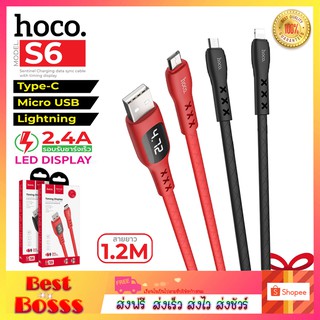Hoco S6 ของแท้100% สายชาร์ Timing Cable USB Charging Data Sync Cable LED Screen Display Fast Charge