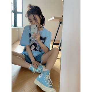 2022 แขนสั้นใหม่เสื้อยืดแขนสั้นพิมพ์ลายเจ้าหญิงเทพนิยายหญิงฤดูร้อน
