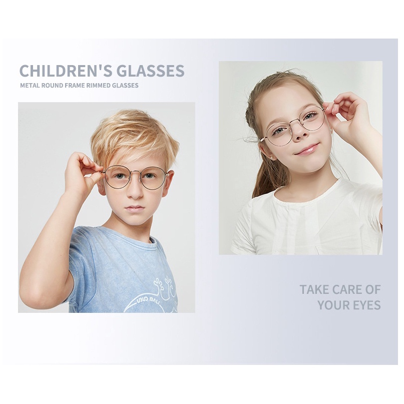 ภาพหน้าปกสินค้าแว่นกรองแสงเด็ก สำหรับอายุ 8-16 ปี ช่วยปกป้องถนอมสายตาเด็ก เเว่นถนอมสายตา ทรงหยดน้ำ ขนสปริง N.5683-1