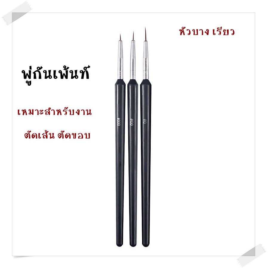 ภาพหน้าปกสินค้าเซตพู่กันเพ้นท์ ตัดเส้น ตัดขอบ หัวบาง 3ขนาด พู่กันทำเล็บ