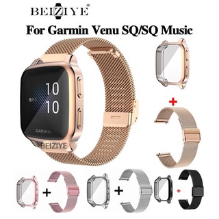 สาย+เคส Garmin Venu Sq สายนาฬิกาข้อมือสแตนเลสสําหรับ garmin venu sq sq music นาฬิกาข้อมือ