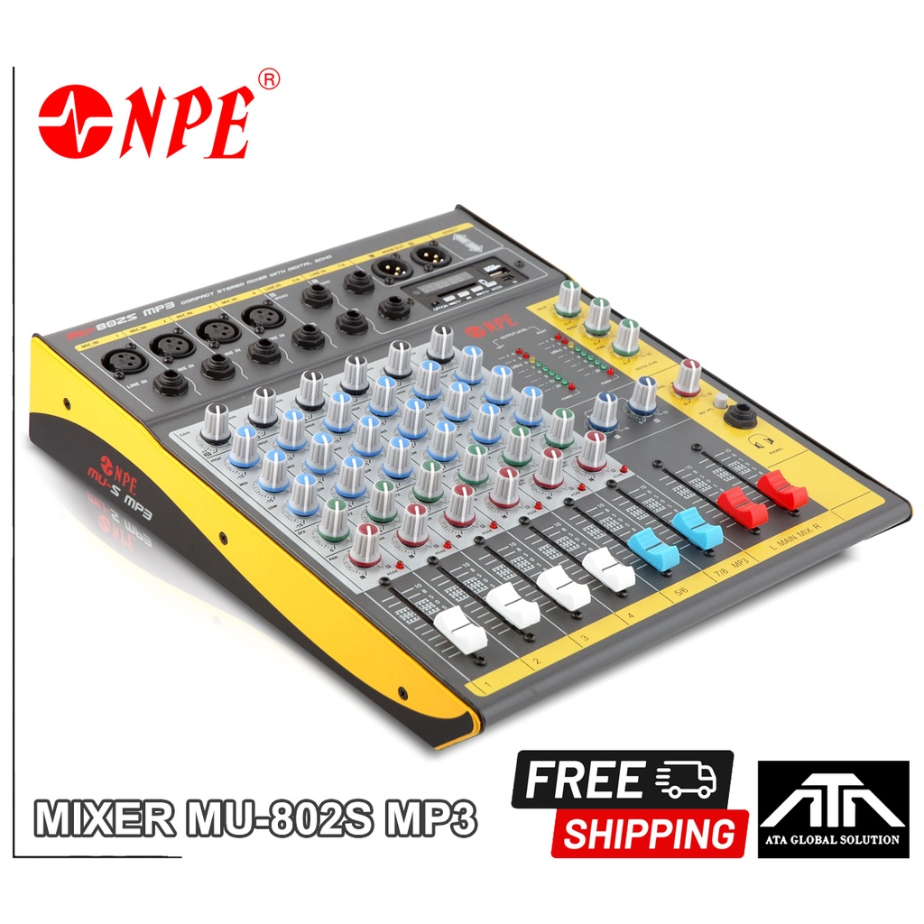 มิกเซอร์-npe-mixer-mu-802s-mp3-มีบลูธูท-usb-4-mic-line-inputs-2-stereo