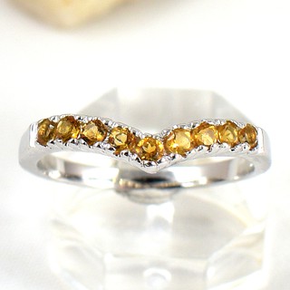💎S990 แหวนพลอยแท้ แหวนเงินแท้ชุบทองคำขาว พลอยซิทรินแท้ 100%