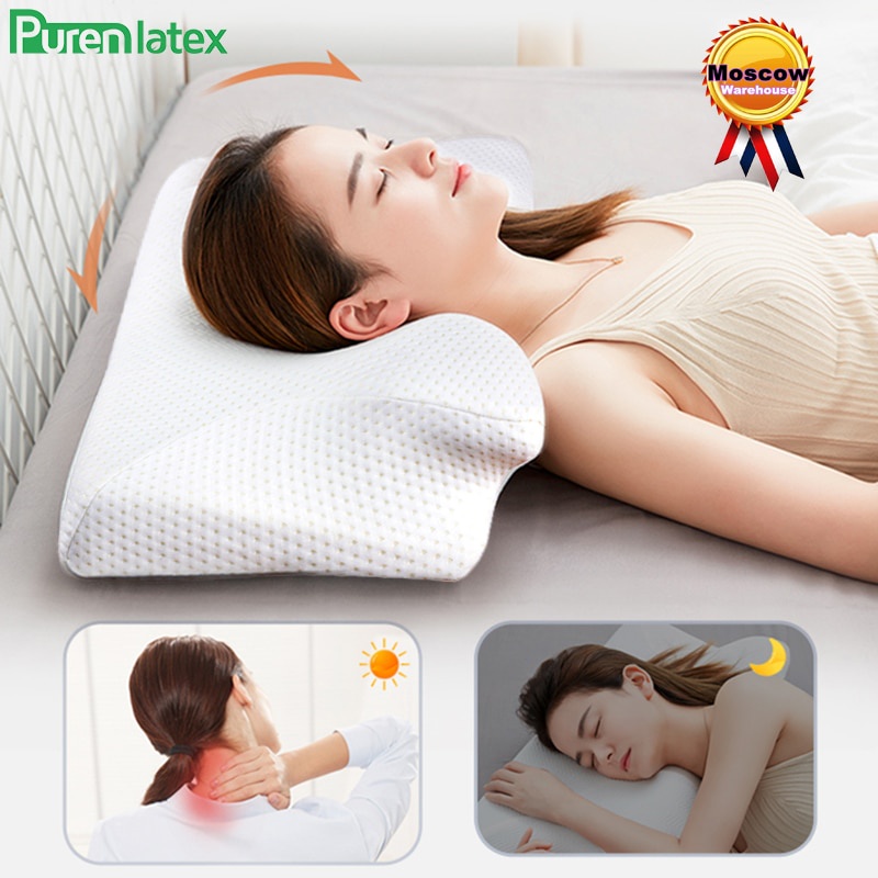 บลูไดมอนด์-purenlatex-14cm-contour-memory-foam-cervical-pillow-orthopedic-neck-pain-pillow-for-side-back-stomach-sleepe