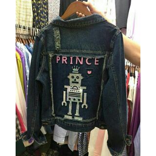 🔥ส่งฟรีจ้า🔥เสื้อแจ๊ตเก็ตยีนส์ ด้านหลังแต่งลาย Prince Robot