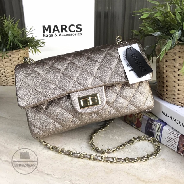 marcs-woman-quilted-chain-should-bag-outlet-สีlight-gold