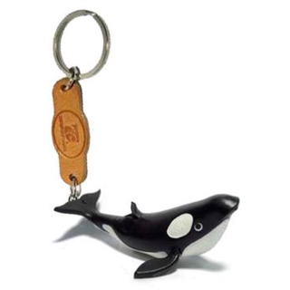 พร้อมส่ง พวงกุญแจหนังแท้ Handmade รูปปลาวาฬเพชฌฆาต