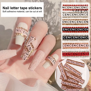 【AG】12Pcs Manicure Decal Anti-falling Eye-catching Easy to Apply Unique Glitter Letter Nail Art Decorations for Nails Beauty