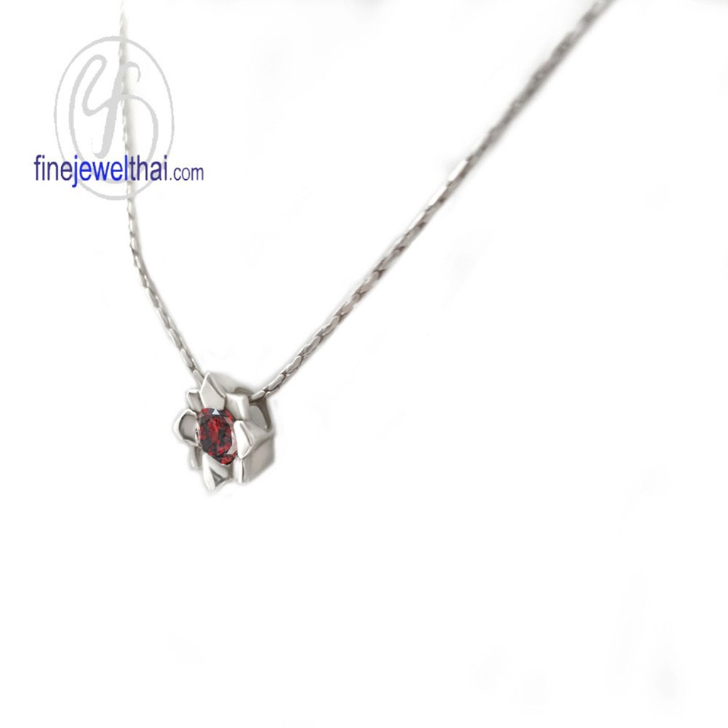 finejewelthai-จี้โกเมน-โกเมน-จี้เงินแท้-พลอยประจำเดือนเกิด-garnet-silver-pendant-birthstone-p1058gm00e