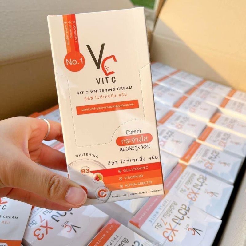 vit-c-whitening-cream-ครืมวิตชีน้องฉัตรแบบชองปริมาณ-7กรัม-ยกกล่อง10ชอง