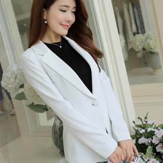 FB เสื้อสูทผู้หญิงแฟชั่นสีขาว แบบสวยหวานสไตล์เกาหลี 5 ไซส S/M/L/XL/2XL รหัส 1853