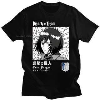 เสื้อยืดแขนสั้น ทรงหลวม พิมพ์ลายการ์ตูนญี่ปุ่น Attack on Titan Mikasa Ackerman สไตล์ฮาราจูกุ สําหรับผู้ชาย