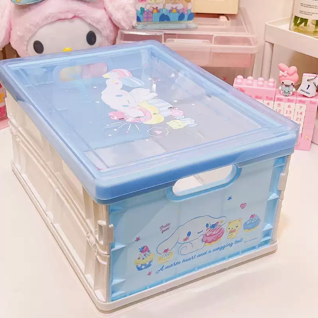 พร้อมส่ง-กล่องเก็บของพับได้-sanrio-กล่องใส่ของจุกจิก-พลาสติก-ซานริโอ้-น่ารัก-ของใช้-ลายการ์ตูน-bluerubystore