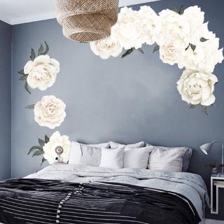 【Zooyoo】สติ๊กเกอร์ติดผนัง White rose living room decorative wall stickers