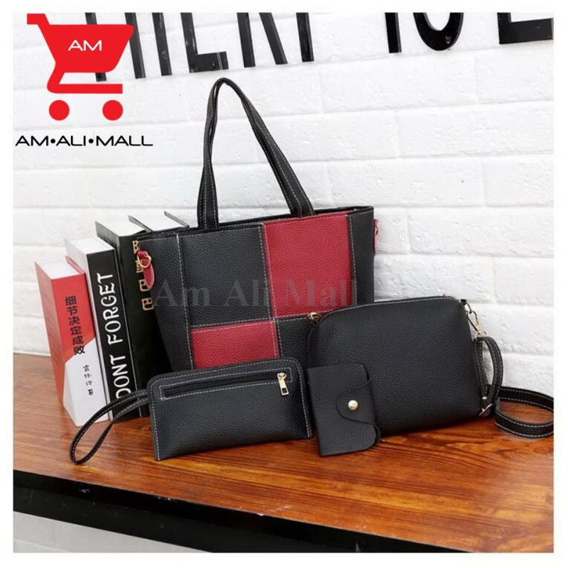 am-ali-mall-กระเป๋าสะพายพาดลำตัวผู้หญิง-สีดำแดง