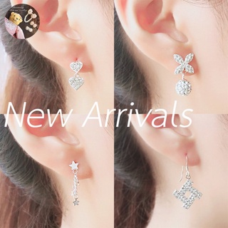 (S925) ต่างหูเงินแท้ ตุ้มหูเงินแท้ เพชร CZ Sterling silver earrings