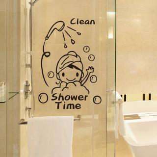【Zooyoo】สติ๊กเกอร์ติดผนัง Clean shower time bath kids wall stickers