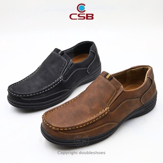สินค้า CSB รองเท้าหนังลำลองผู้ชาย พื้นเรียบ รุ่น MD6018 (สีดำ/ น้ำตาล)  ไซต์ 40-45