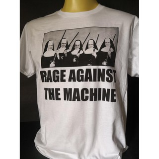 เสื้อยืดผ้าฝ้ายพิมพ์ลายเสื้อวงนำเข้า Rage Against The Machine Nuns with Guns Nu Metal Hiphop Rock Rap Retro Style Vintag