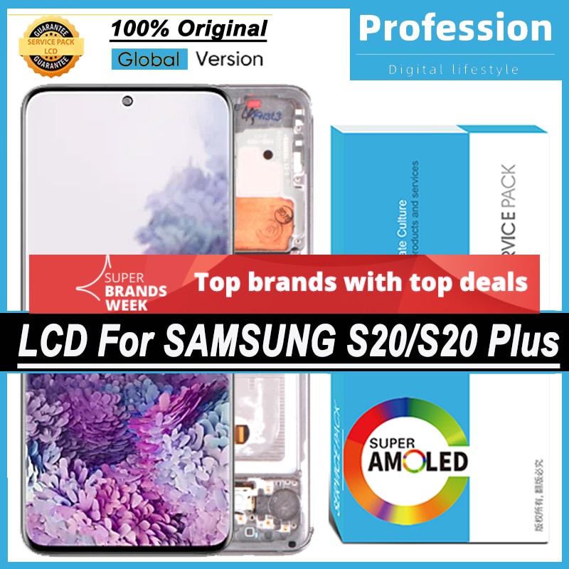 อะไหล่หน้าจอสัมผัสดิจิทัล LCD 100% สําหรับ Samsung Galaxy S20 G980F ...