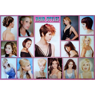 โปสเตอร์ ทรงผมผู้หญิง Womens Hairstyles Poster 24”x35” Inch Fashion Barber Beauty Salon Hairdresser v3