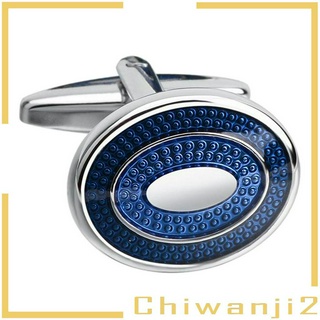 ภาพขนาดย่อของภาพหน้าปกสินค้า( Chiwanji2 ) กระดุมข้อมือรูปไข่สีฟ้าสไตล์นักธุรกิจ จากร้าน chiwanji2.th บน Shopee