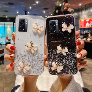 Ready Stock New Phone Case เคส OPPO A77 5G A57 A96 A76 4G 2022 Casing Glitter Three Dimensional Cute Butterfly Protective Soft Case เคสโทรศัพท