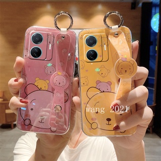 New Casing เคส VIVO T1 X80 Pro T1x Y01 V23 Y33T Y21T Y21A Y33s Y21 Y21s Y15A Y15s 2021 เคสโทรศัพท Phone Case Shiny Colorful Animals Wristband Cartoon  All Inclusive Soft Cover