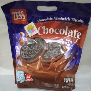 Zess Chocolate Sandwich Biscuits  Biskuit Coklat 294g.เซส บิสกิตแซนวิชรสช็อกโกแลต บิสกิตโคกลัท 294กรัม.