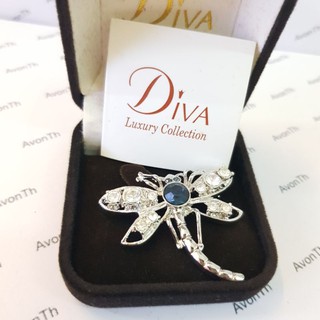 เข็มกลัดติดเสื้อ แมลงปอไพลินปีกเพชร Diva luxury Collection by cute press