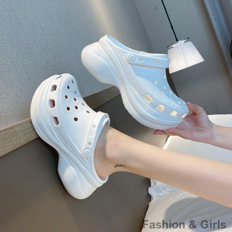 ภาพสินค้า6cm รองเท้าสไตล์เกาหลี รองเท้าหัวโต แบบสวมรัดส้น รองเท้ารุ่นแม่ชมพู่ สีสันสดใส พื้นนิ่มใส่สบาย จากร้าน ddurianav53 บน Shopee ภาพที่ 1