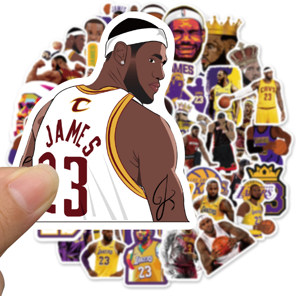 สติ๊กเกอร์พีวีซี-nba-basketball-superstar-lebron-james-graffiti-กันน้ํา-50-ชิ้น