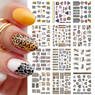 Born PRETTY สติกเกอร์ ลายกราฟฟิติ วัว หัวใจ เสือดาว น่ารัก สําหรับตกแต่งเล็บ 12 แบบ