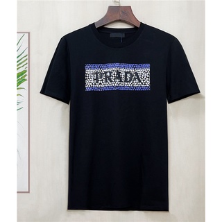 เสื้อยืดสีดำอินเทรนด์Prad1 ใหม่ เสื้อยืดคอกลม แขนสั้น พิมพ์ลายตัวอักษร แฟชั่นฤดูร้อน 2022 ไซซ์ S-4XLS M L   XL  XXL