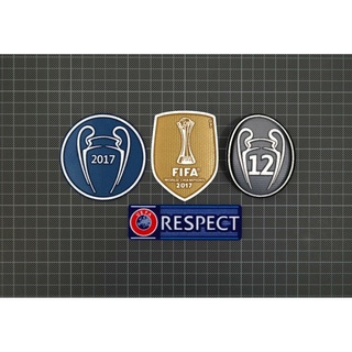 อาร์ม กำมะหยี่ แชมป์เปี้ยน Patch UEFA Champions League RESPECT Sleeve Patches Badges 2017 2018 Real Madrid