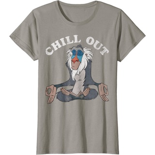 เสื้อยืด พิมพ์ลายกราฟิก Disney Lion King Rafiki Chill Out Meditation สําหรับผู้ชาย