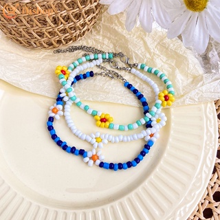สินค้า 3pcs/set Korean Style Beads Anklet Adjustable Flower Waterfroof Chain Women Fashion Jewelry Accessories