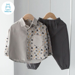 [babycat] พร้อมส่ง ใหม่ เสื้อเชิ้ตแขนยาว ลาย Dreams Are Knights สไตล์เกาหลี ญี่ปุ่น แฟชั่นฤดูใบไม้ผลิ ฤดูใบไม้ร่วง สําหรับเด็กผู้ชาย