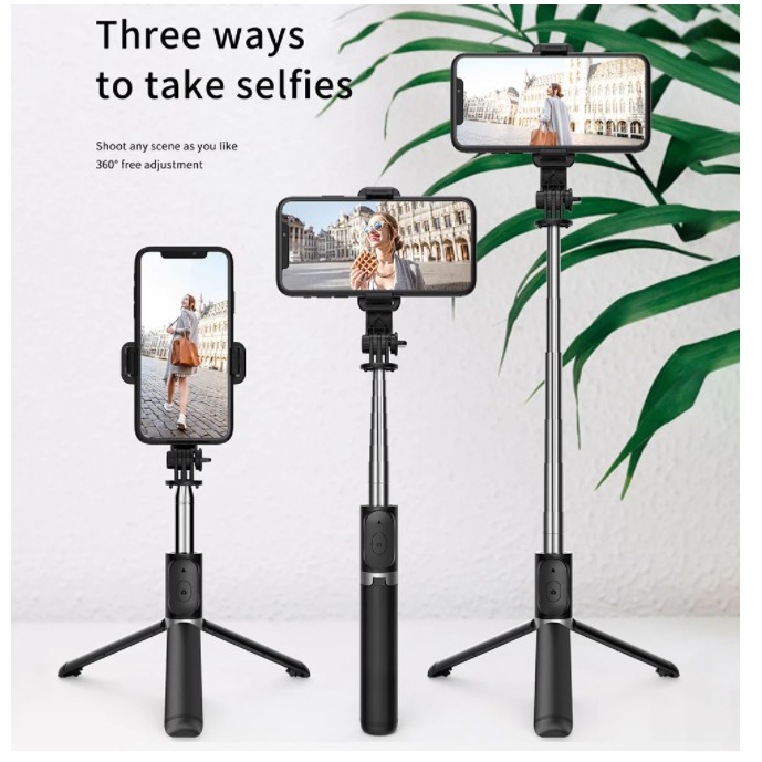 Q02 Selfie Stick Tripod หมุนได้ แนวตั้ง แนวนอน ขาตั้งมือถือ ครบทุกฟังก์ชั่น (ไม้เซลฟี่+�