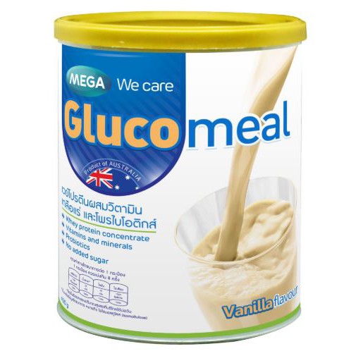 ภาพสินค้าMega we care Glucomeal Vanilla Flavou 400g เมก้า กลูโคมีล สำหรับผู้ป่วยเบาหวาน จากร้าน wecareshop บน Shopee ภาพที่ 2