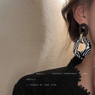925 silver needle striped acrylic retro earrings design all-match earrings female personality earrings for girls for wom