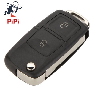 Replacement 2 Button Keyless Entry Remote Flip Folding Car Key Fob Shell Case and Button Pad Compatible with Golf MK4 Bora