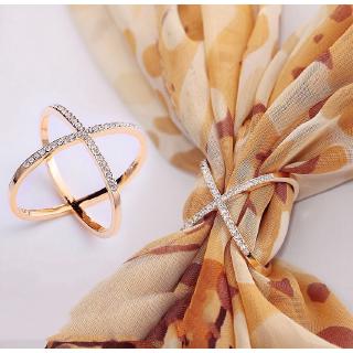 ภาพขนาดย่อของสินค้าMultifunctional Scarf Buckle Ring, Alloy Crystal Cross Hollow Scarves Buckle, Fashion Scarf Ring Holder Clip Hot