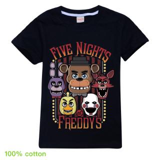 เสื้อยืด ผ้าฝ้าย พิมพ์ลายการ์ตูน Five nights at Freddy แฟชั่นฤดูใบไม้ผลิ และฤดูร้อน สําหรับเด็กผู้ชาย และเด็กผู้หญิง