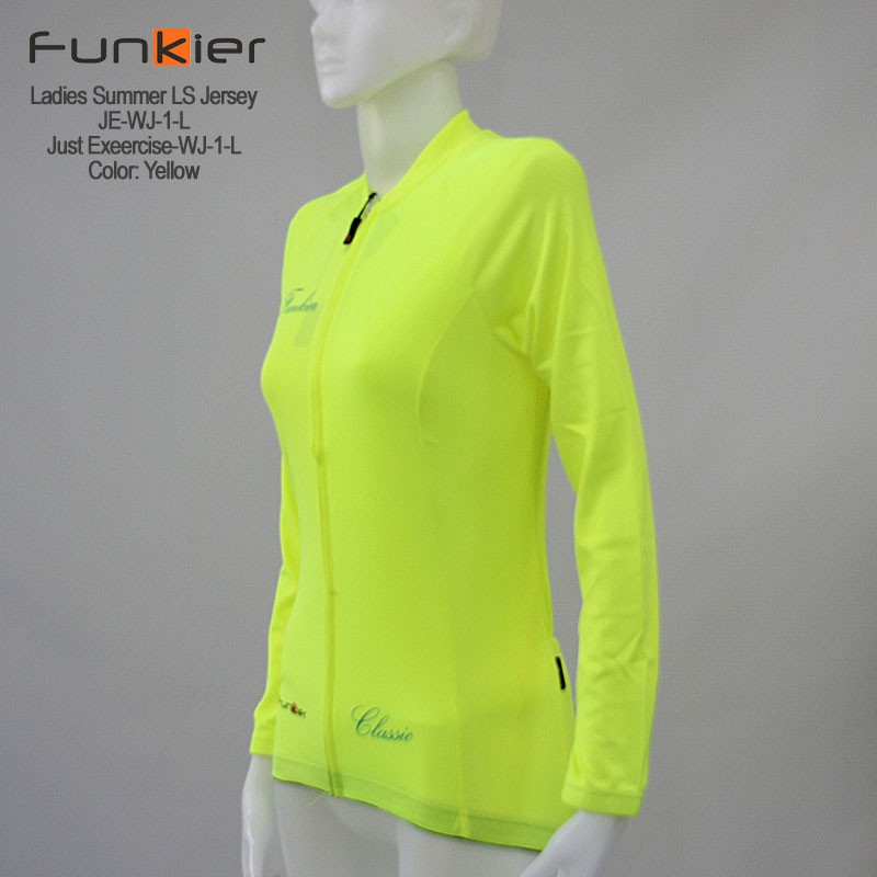 เสื้อจักรยานแขนยาวผู้หญิง-funkier-just-exercise-เหลือง