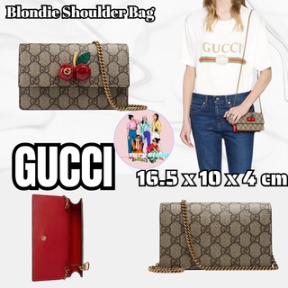 GucciGG Supreme canvas cherry mini กระเป๋าถือ/กระเป๋าสะพายข้าง/chain bag