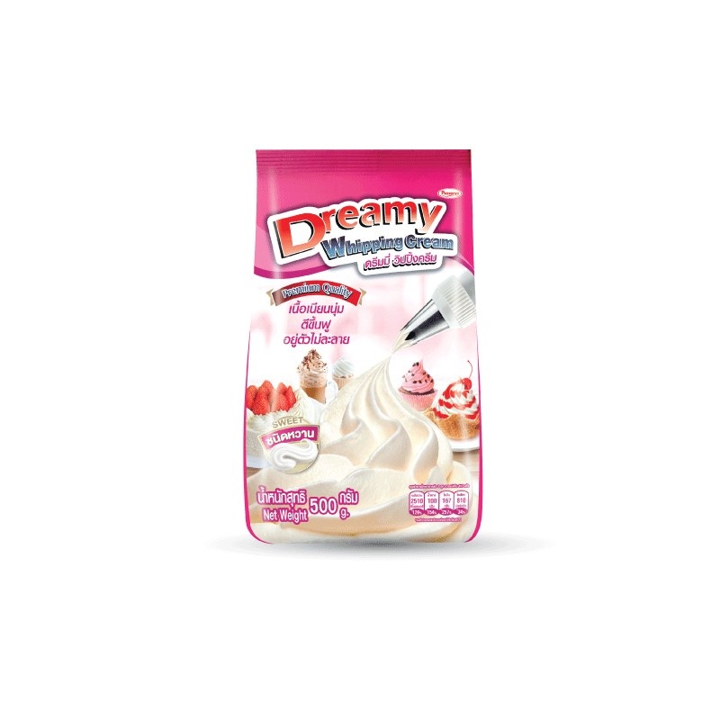 ภาพหน้าปกสินค้าDreamy Whipping Cream ดรีมมี่ วิปปิ้งครีม สีชมพู สูตรหวาน ขนาด 500 กรัม จากร้าน pfsofficialshop บน Shopee