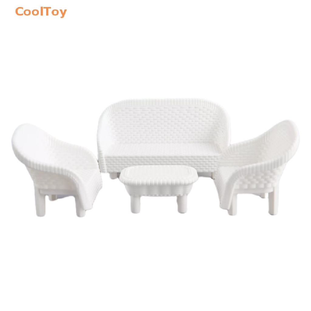 cooltoy-โมเดลโซฟาจิ๋ว-สีขาว-สําหรับตกแต่งบ้านตุ๊กตา-ห้องนั่งเล่น-diy-4-ชิ้น