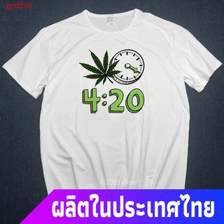 【hot tshirts】gothic เสื้อยืดกีฬา 2022 Men Tshirts Print Weed 420 Its Time Fashion T-shirt Short Sleeve O-Neck Summer Un
